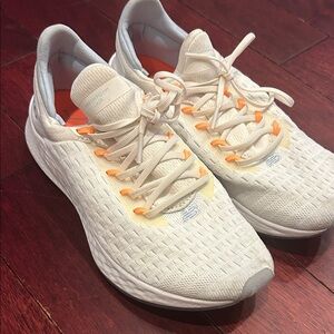 New Balance White and Orange Athletic Shoes
